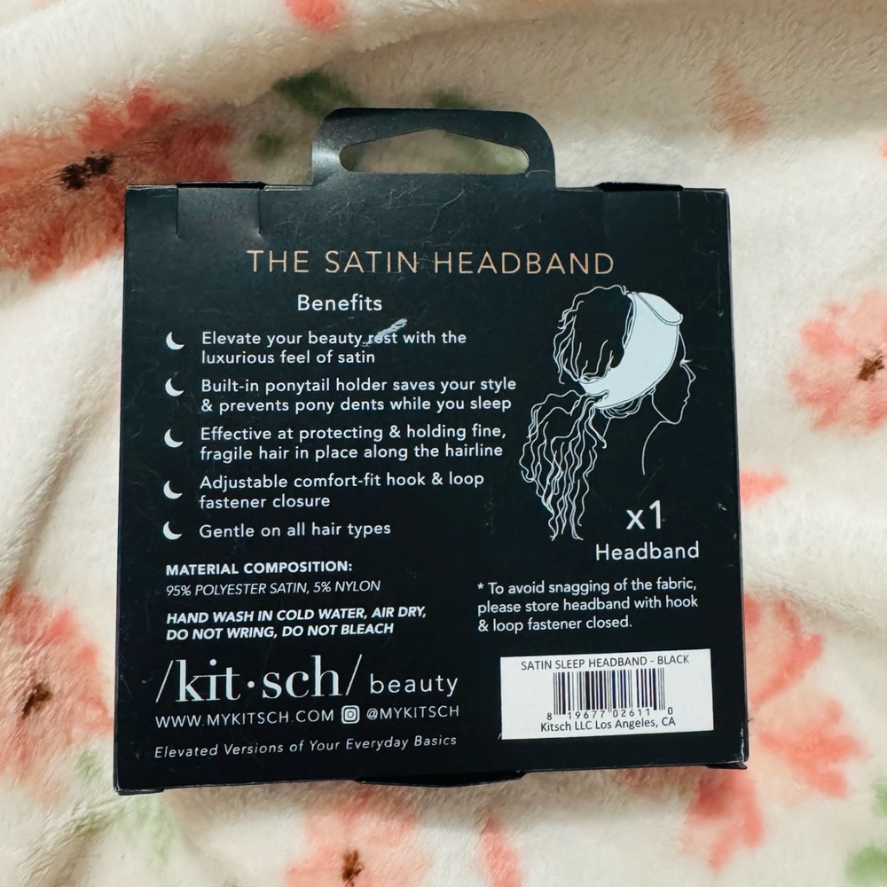 Kitsch Satin Headband in Black - Picture 2 of 2